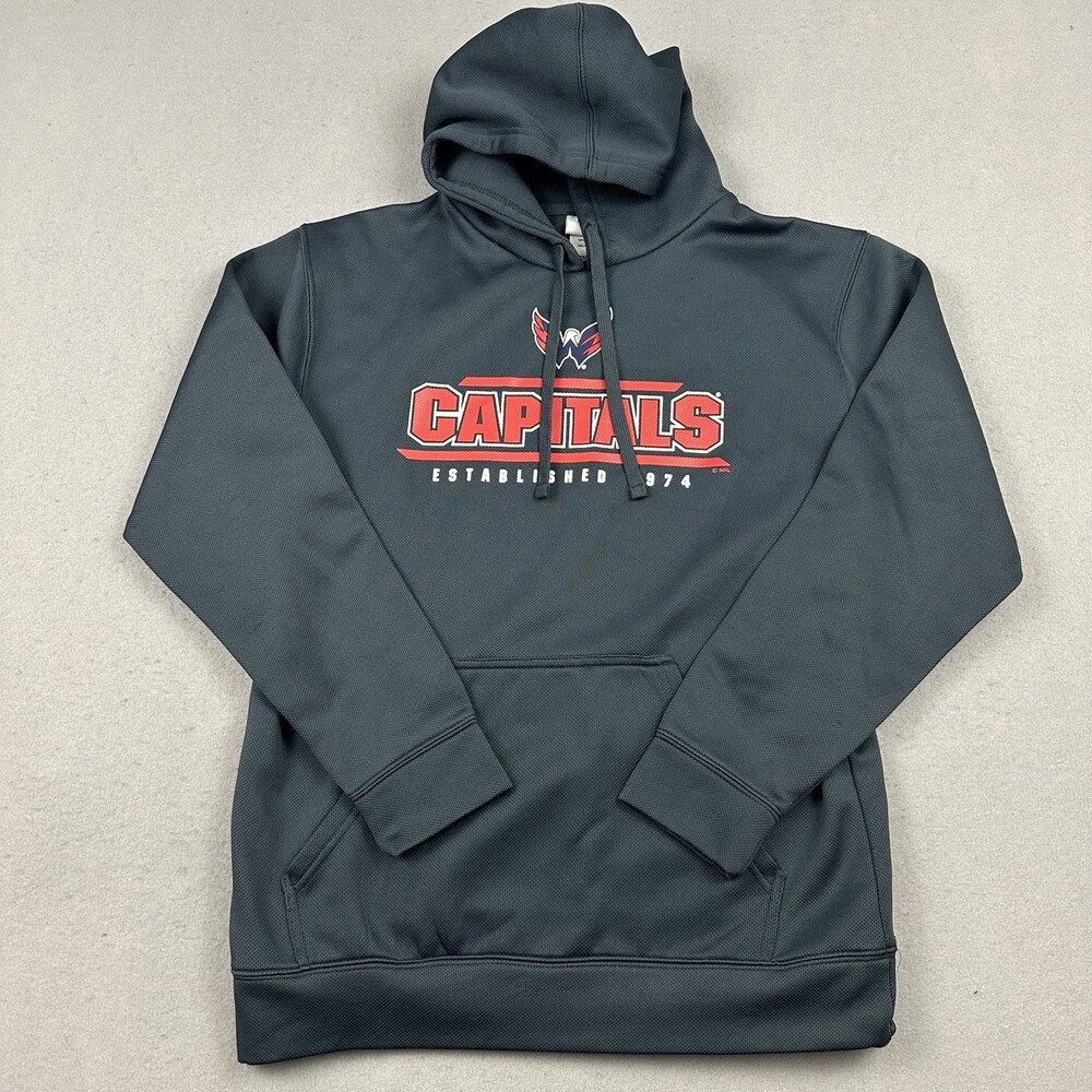 Washington Capitals Hoodie Men Small Gray Solid NHL Hockey Pullover Pockets S